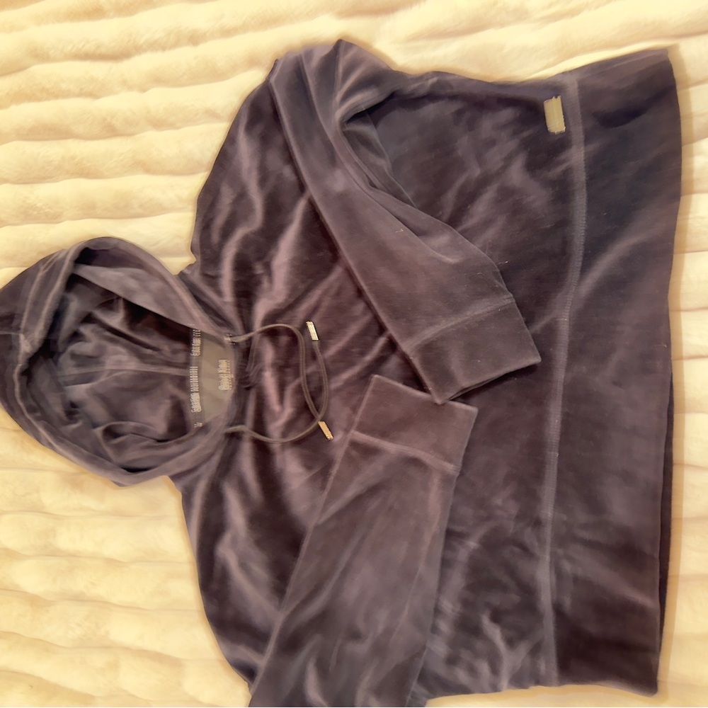 Calvin Klein Velvet Hoodie in Deep Black
